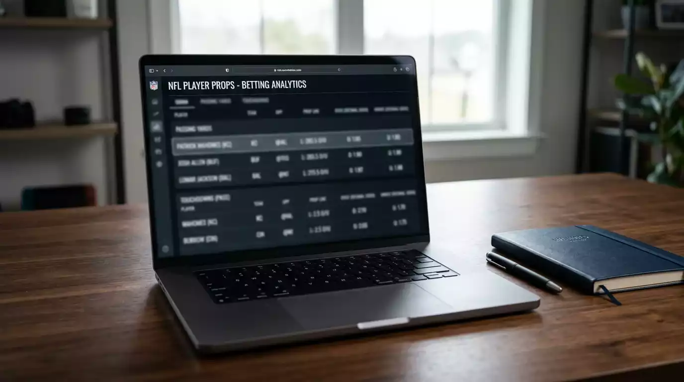 NFL player prop bet board on a sportsbook screen showing passing yards and touchdown markets
